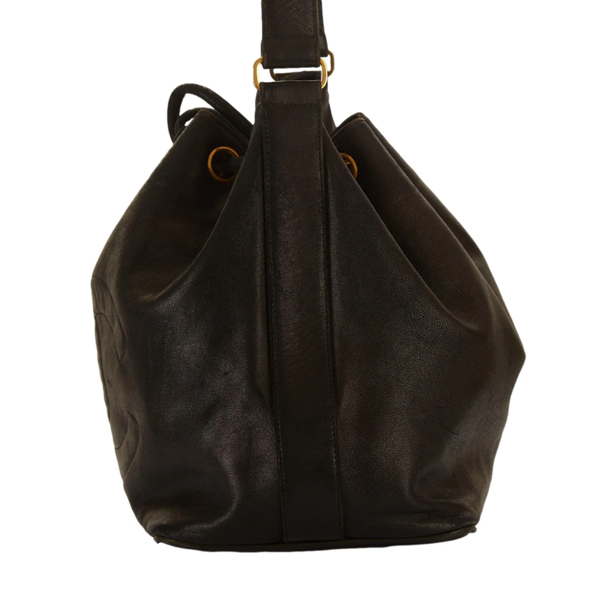 Chanel Black Logo Bucket Bag