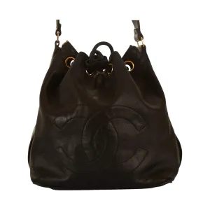 Chanel Black Logo Bucket Bag