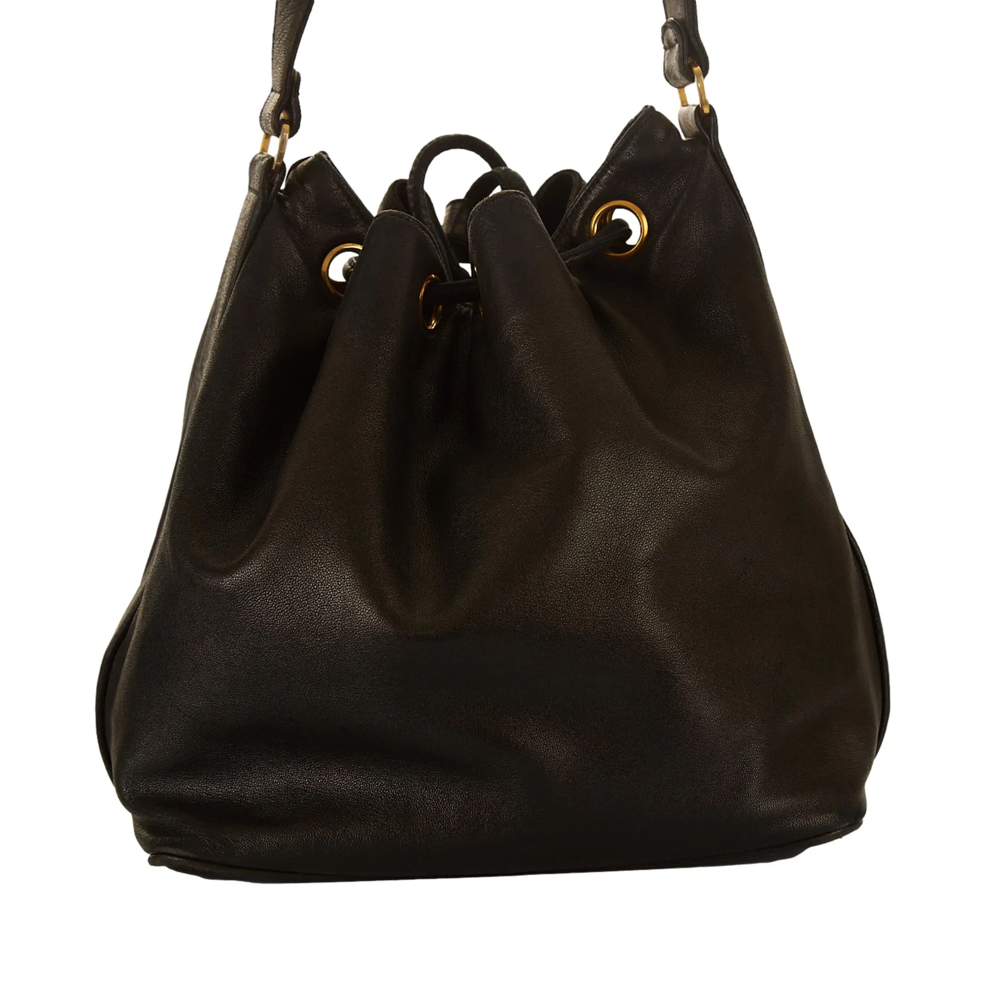 Chanel Black Logo Bucket Bag