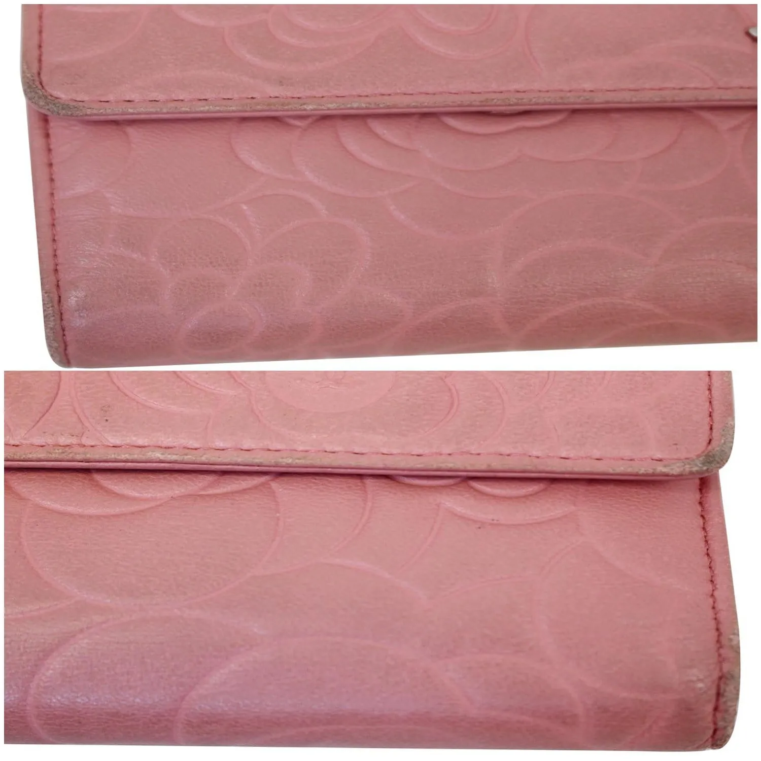 CHANEL Camellia Leather Trifold Wallet Pink - 25% OFF