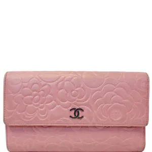 CHANEL Camellia Leather Trifold Wallet Pink - 25% OFF