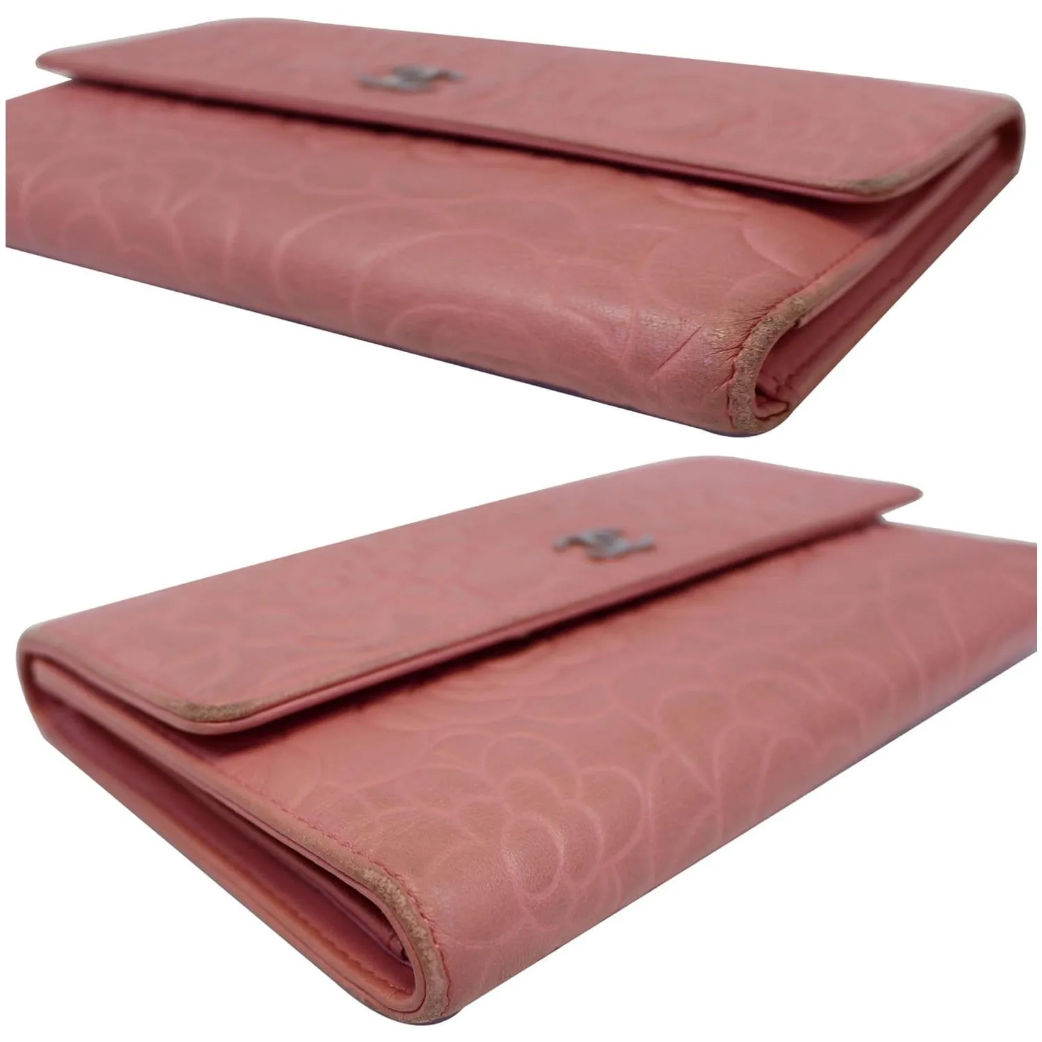 CHANEL Camellia Leather Trifold Wallet Pink - 25% OFF