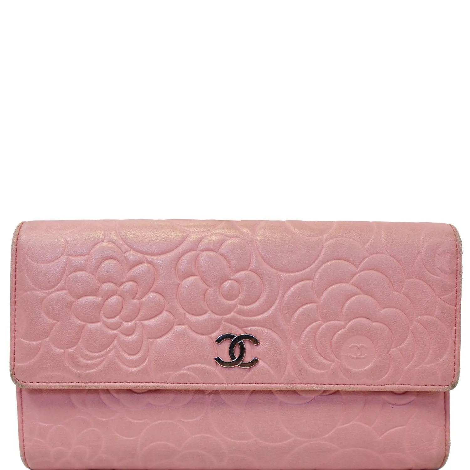 CHANEL Camellia Leather Trifold Wallet Pink - 25% OFF