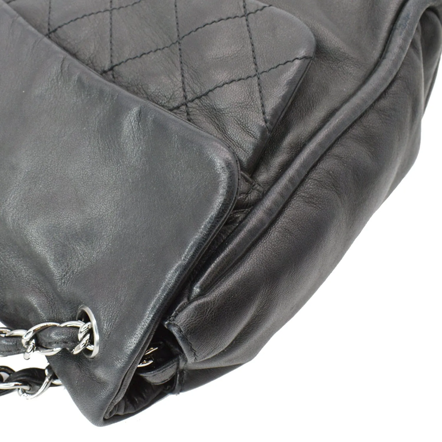 CHANEL Double Foldover Twist Closure Smooth Lambskin Tote Bag Black