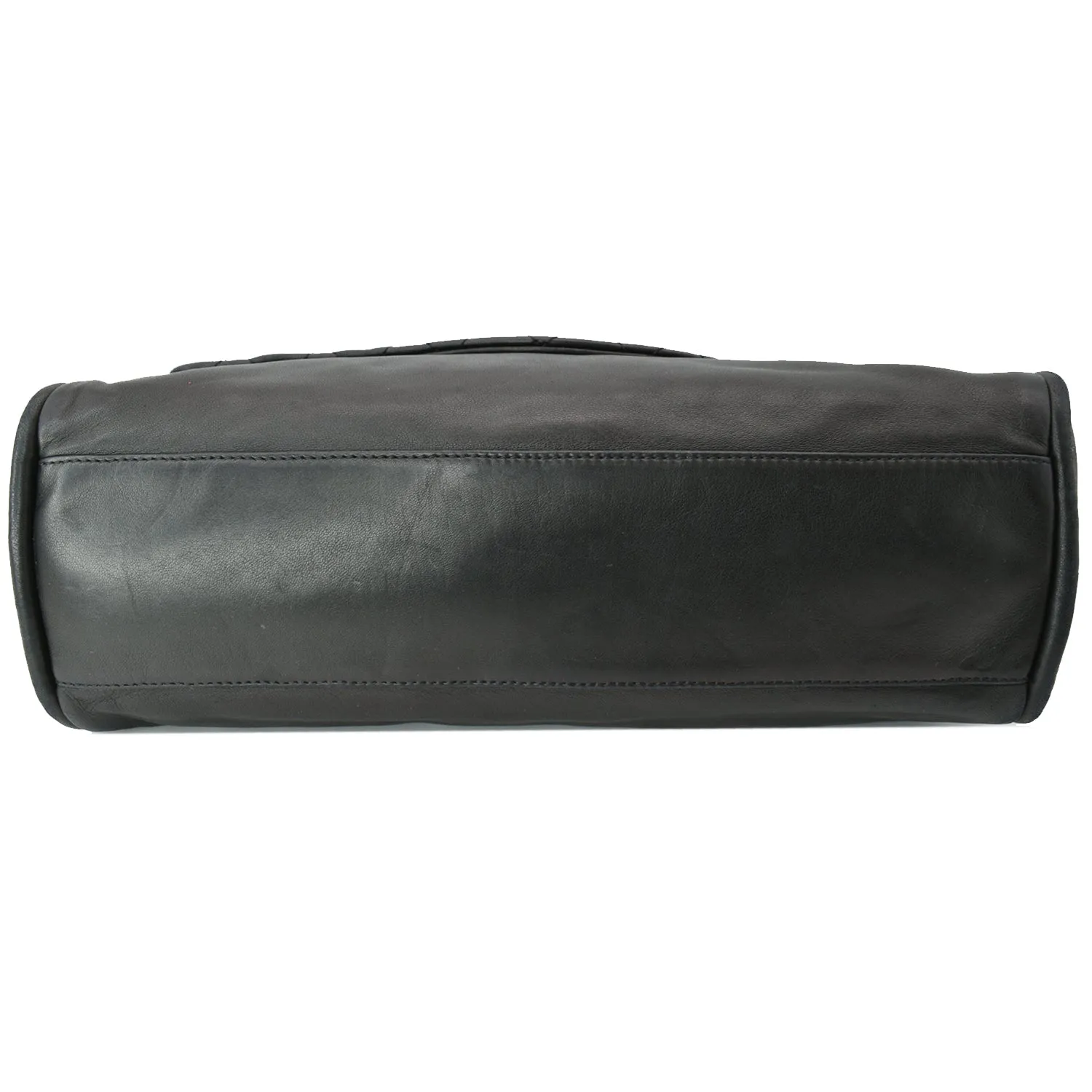 CHANEL Double Foldover Twist Closure Smooth Lambskin Tote Bag Black