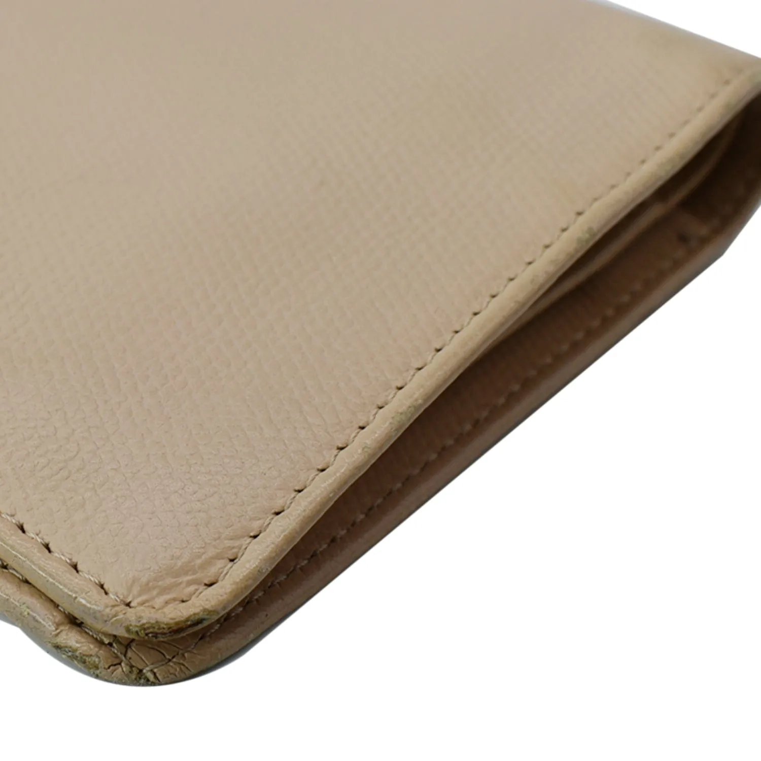 CHANEL Long Coco Button Bi-Fold Caviar Leather Wallet Beige