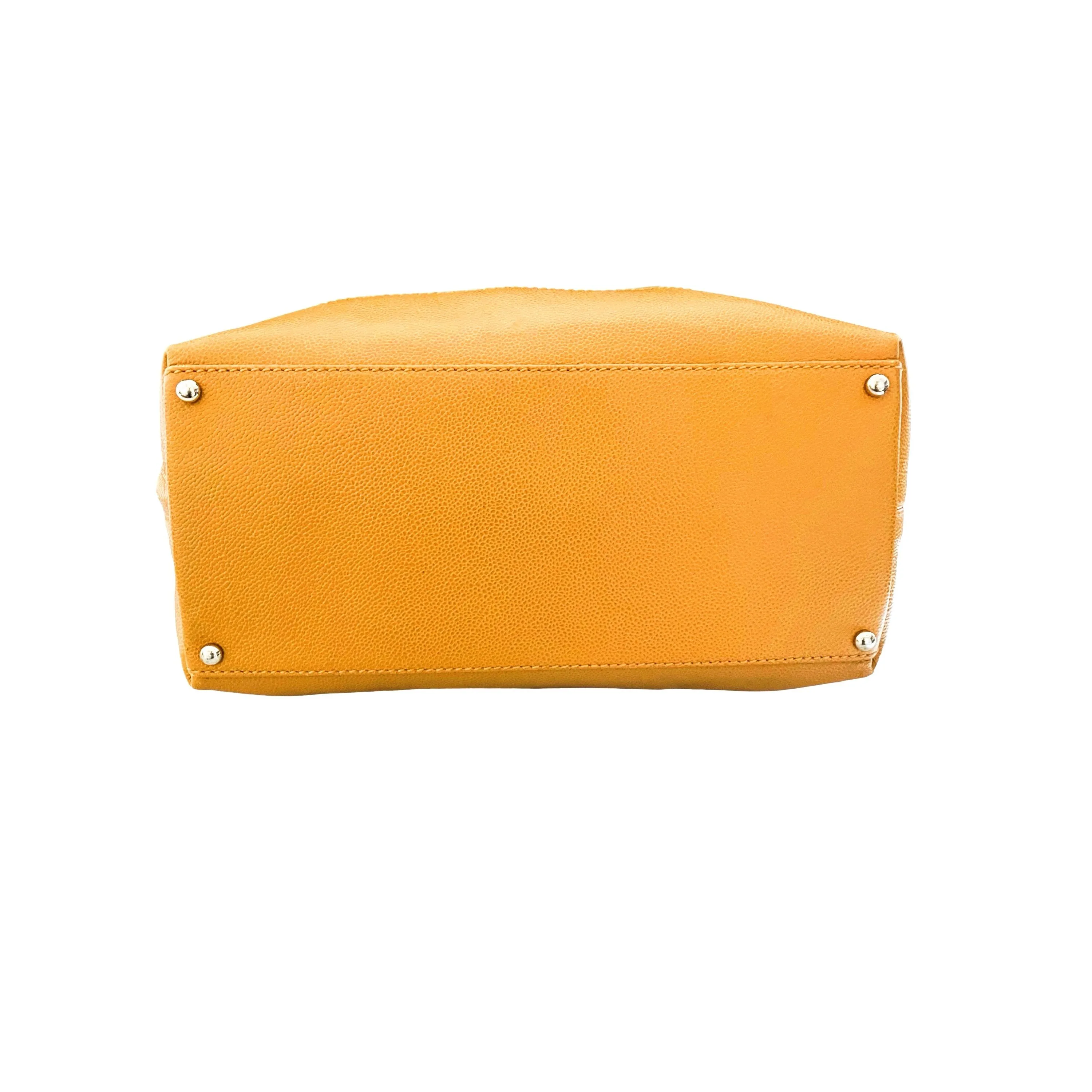 Chanel Mustard Logo Jumbo Cinched Shoulder Bag