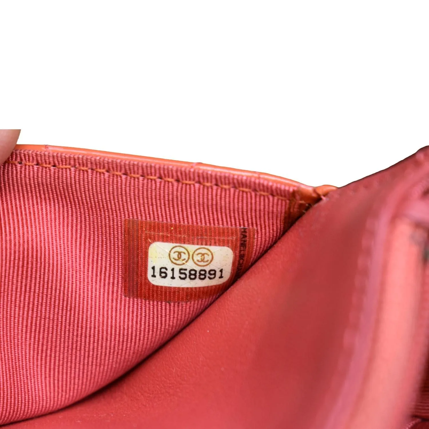 CHANEL WOC Patent Leather Wallet On Chain Clutch Bag Orange