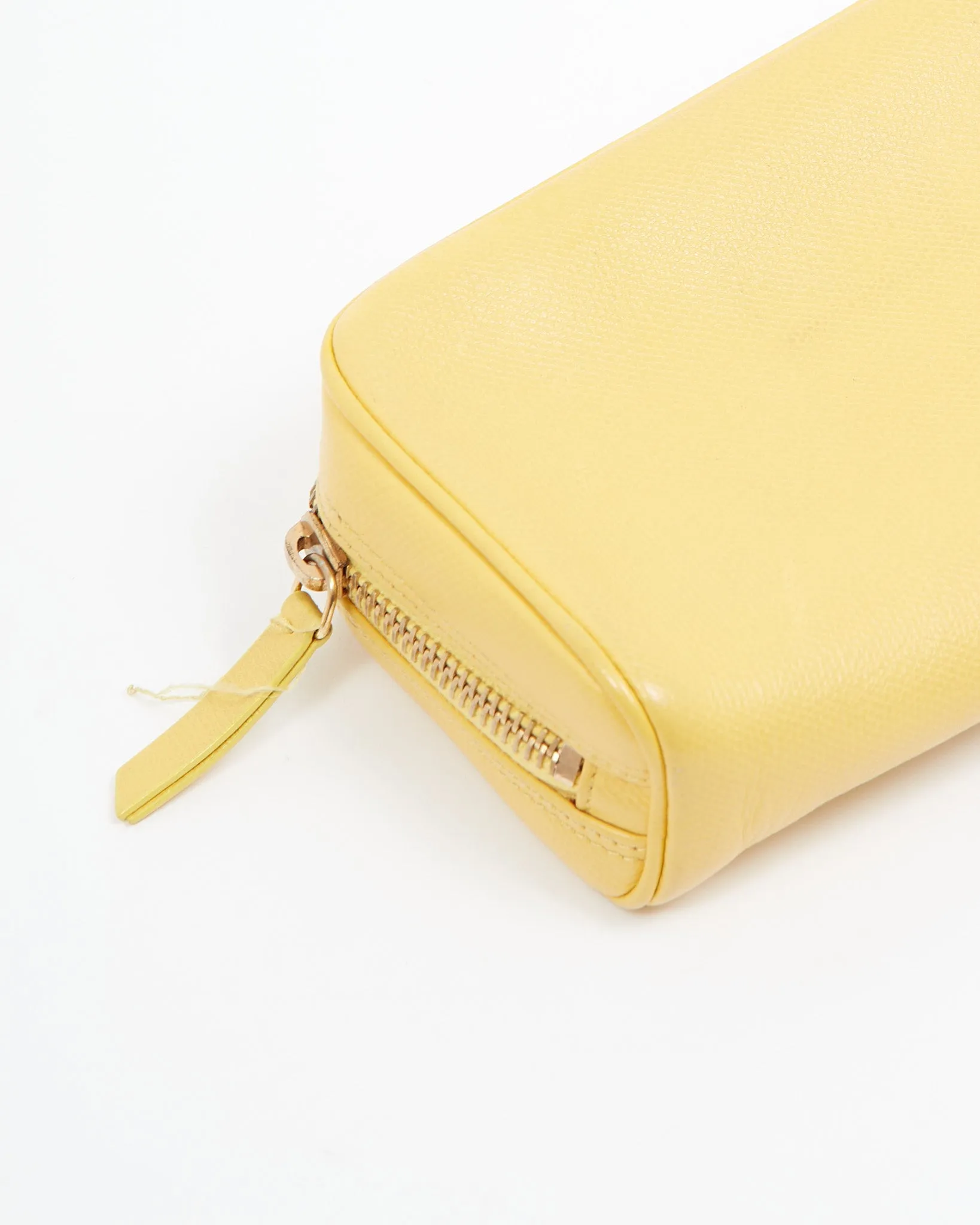 Chanel Yellow Caviar Leather CC Zip Pochette/Pouch