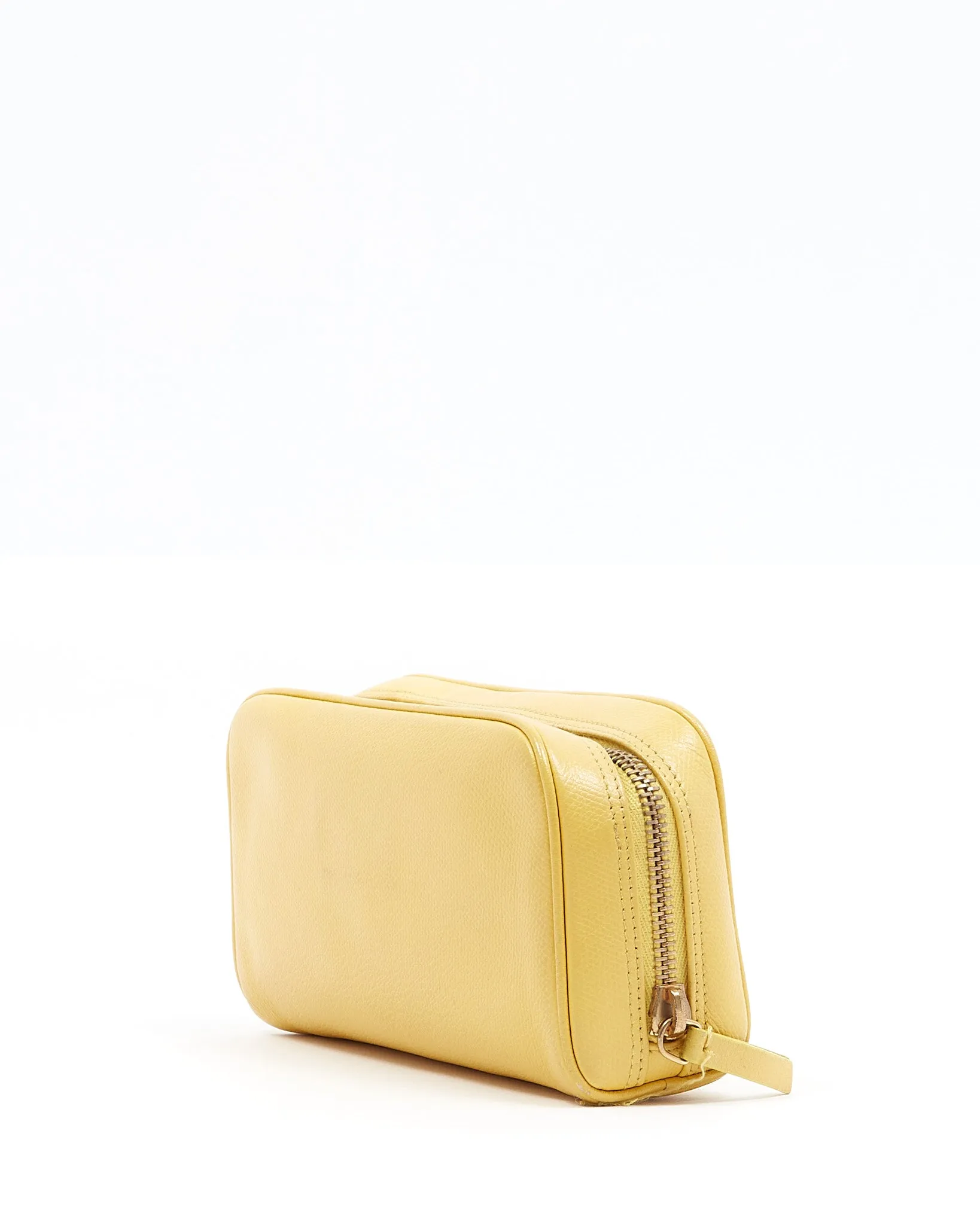 Chanel Yellow Caviar Leather CC Zip Pochette/Pouch