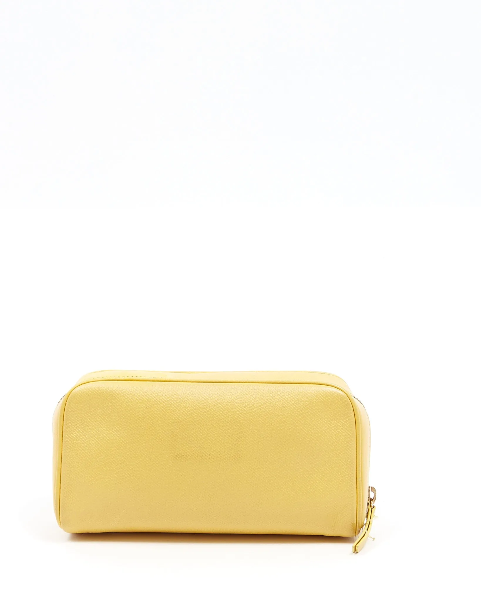 Chanel Yellow Caviar Leather CC Zip Pochette/Pouch