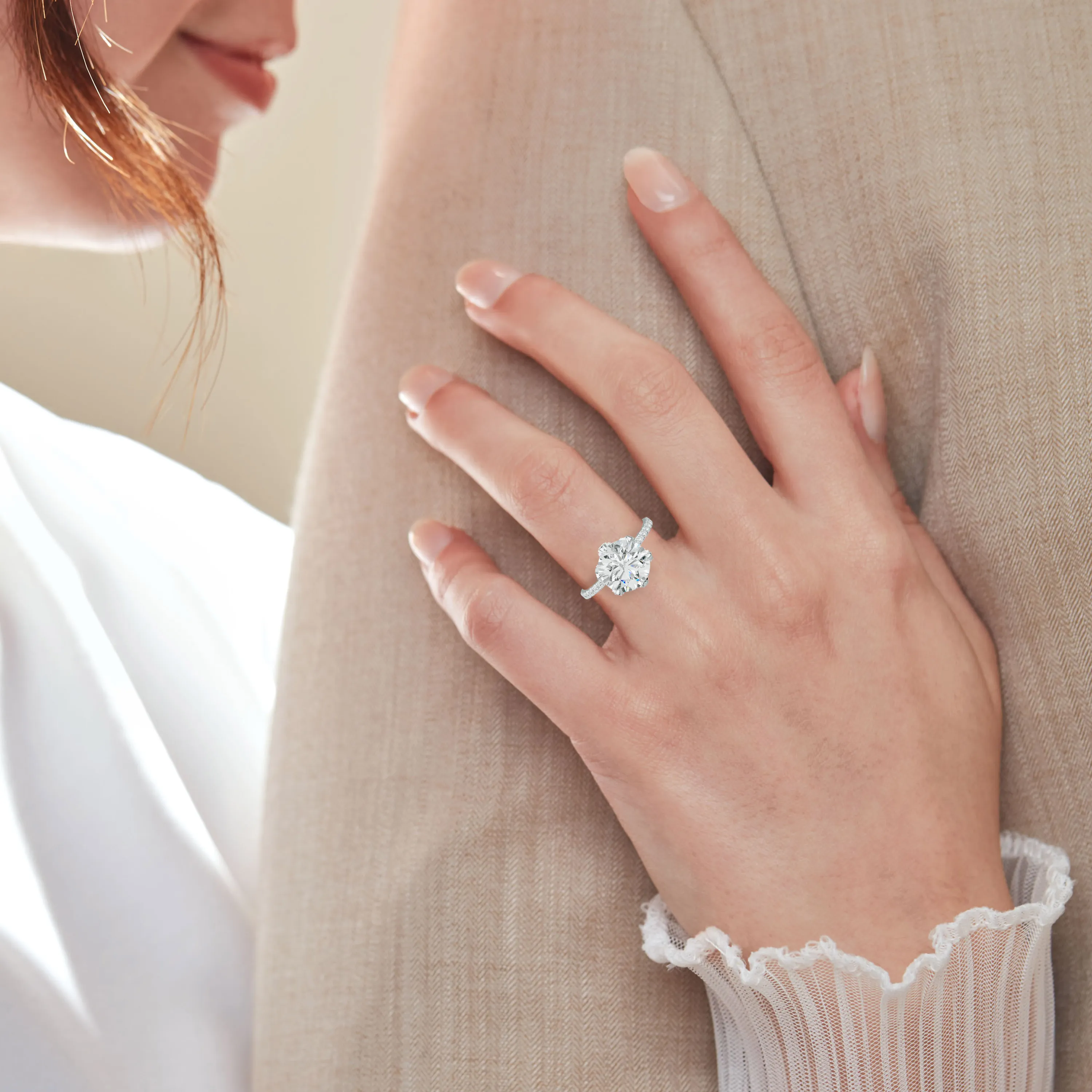 Charlotte Six Prong Round Diamond Engagement Ring
