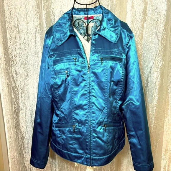 CHICO’S metallic teal jacket