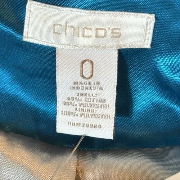 CHICO’S metallic teal jacket