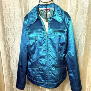 CHICO’S metallic teal jacket
