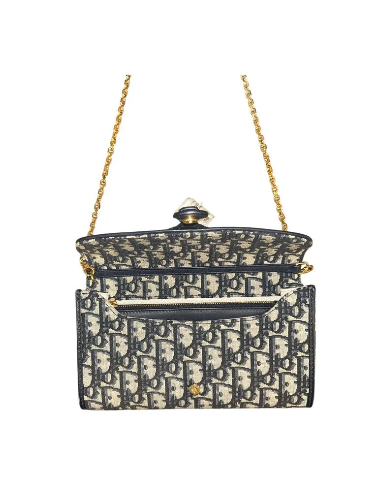 Christian Dior 30 Montaigne East-West Bag with Chain navy
