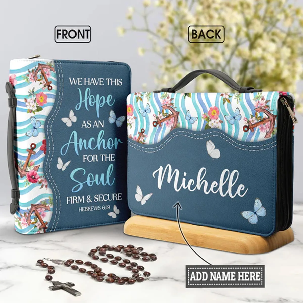 Christianart Bible Cover - We Have This Hope As An Anchor For The Soul Firm And Secure Hebrews 6:19 - Personalized Bible Cover - Bible Cover For Women - CABBBCV24070324.
