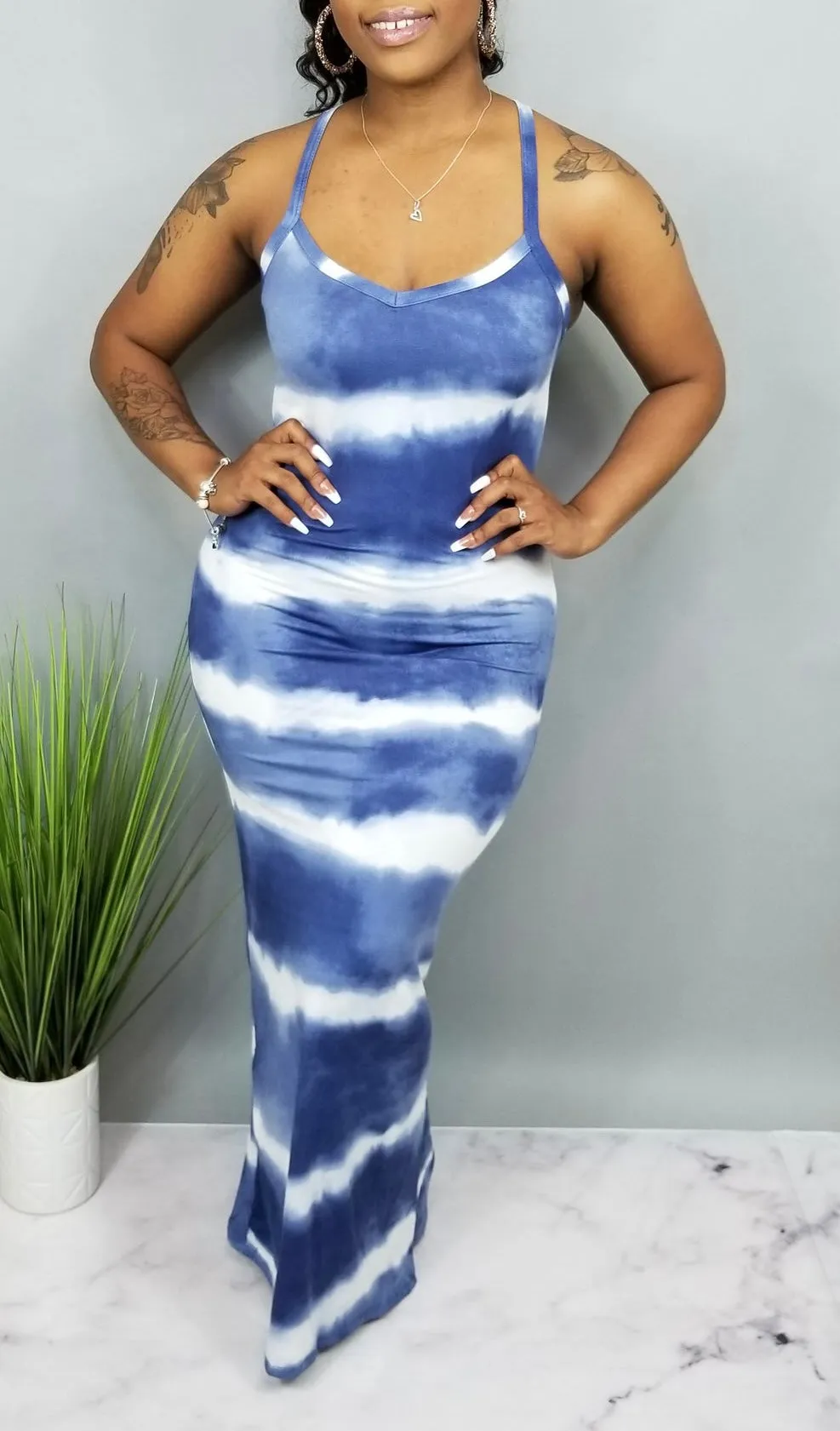 CLEARANCE! Comfy Cute Stripe Tie-Dye Maxi