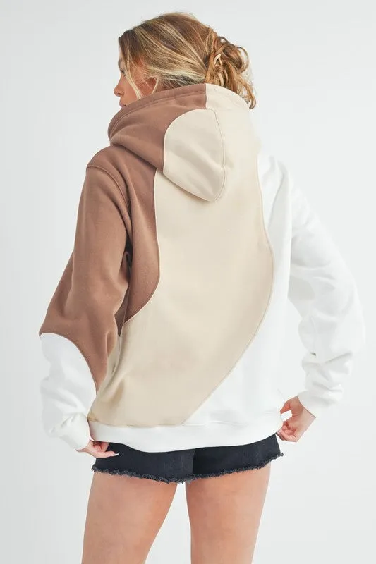 Color Block Hoodie with Kangaroo Pocket