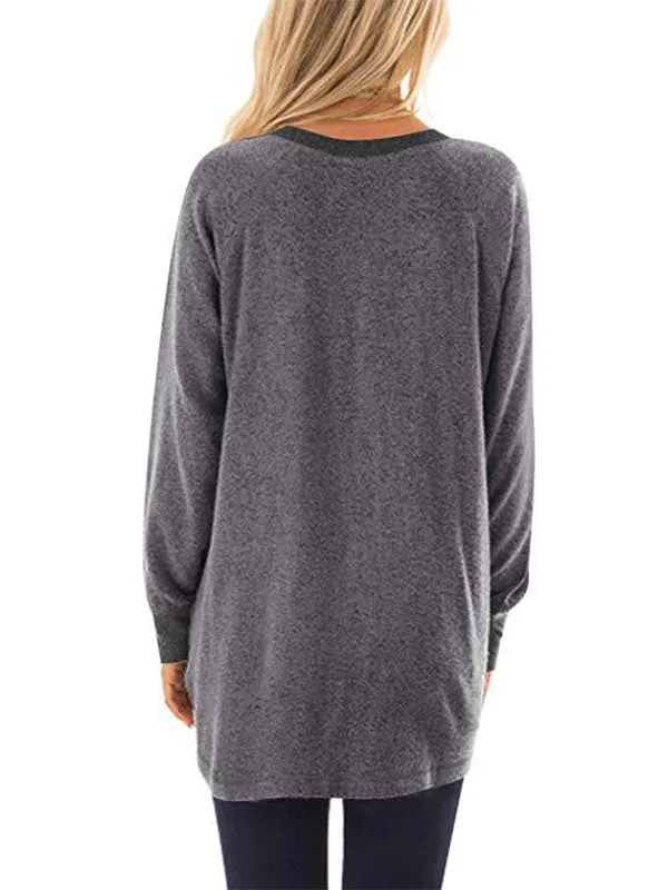 Color Block Pocketed Long Sleeve T-shirt