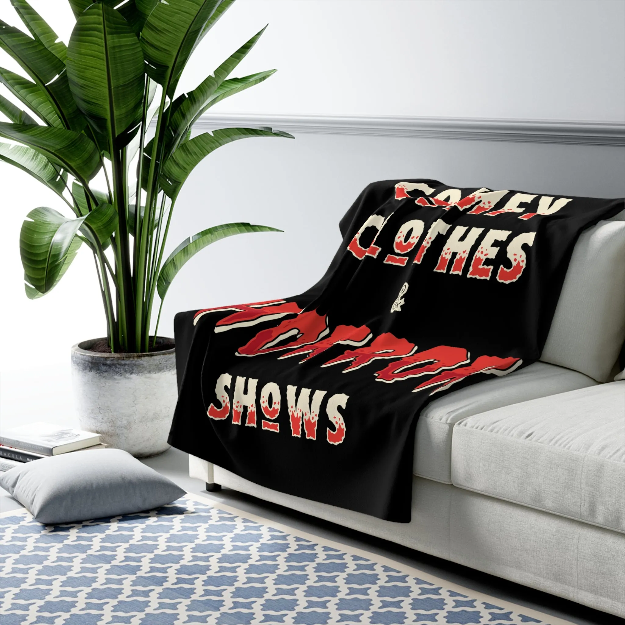 Comfy Clothes & Horror Shows Sherpa Fleece Blanket