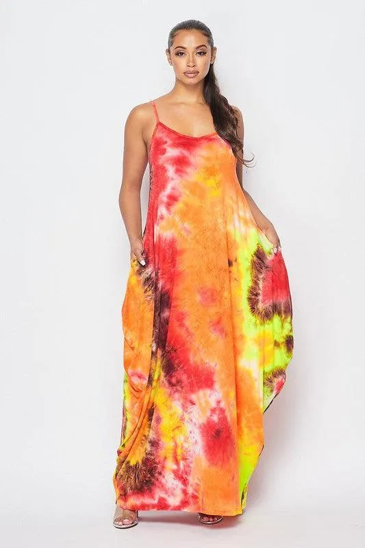 Comfy tank maxi dress with side pockets