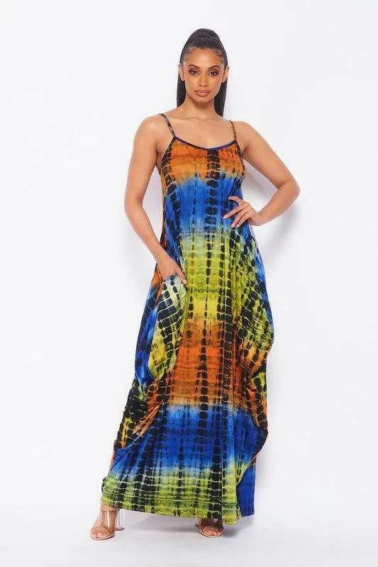 Comfy tank maxi dress with side pockets