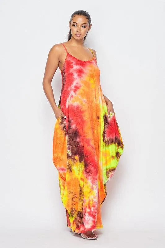 Comfy tank maxi dress with side pockets