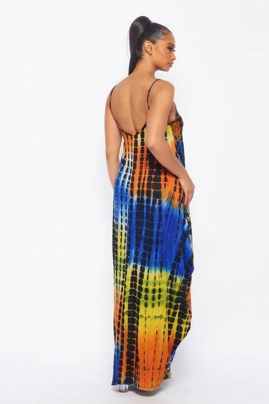 Comfy tank maxi dress with side pockets