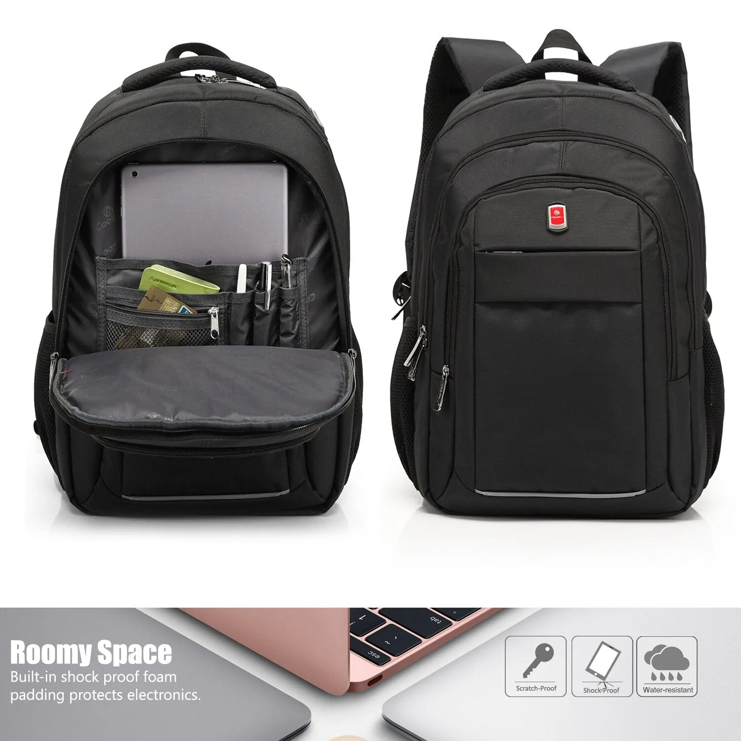 CoolBELL 17.3 inch Laptop Backpack Large Capacity Waterproof USB Unisex Backpack