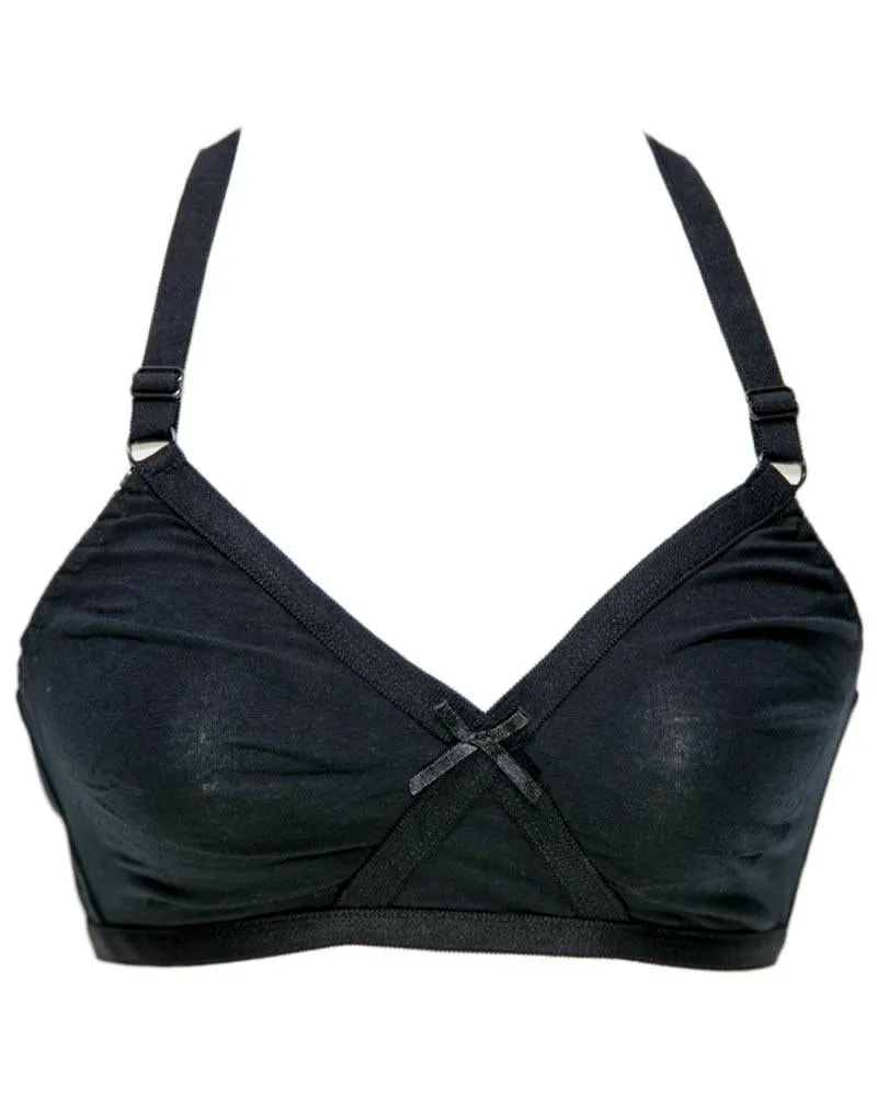 Cotton Plain Non Padded - Non Wired Basic Bra - Black
