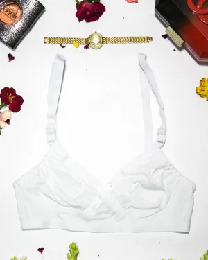 Cotton Plain Non Padded - Non Wired Basic Bra - White