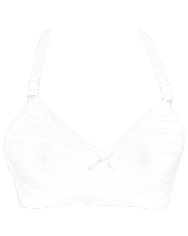 Cotton Plain Non Padded - Non Wired Basic Bra - White
