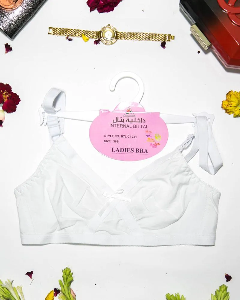 Cotton Plain Non Padded - Non Wired Basic Bra - White