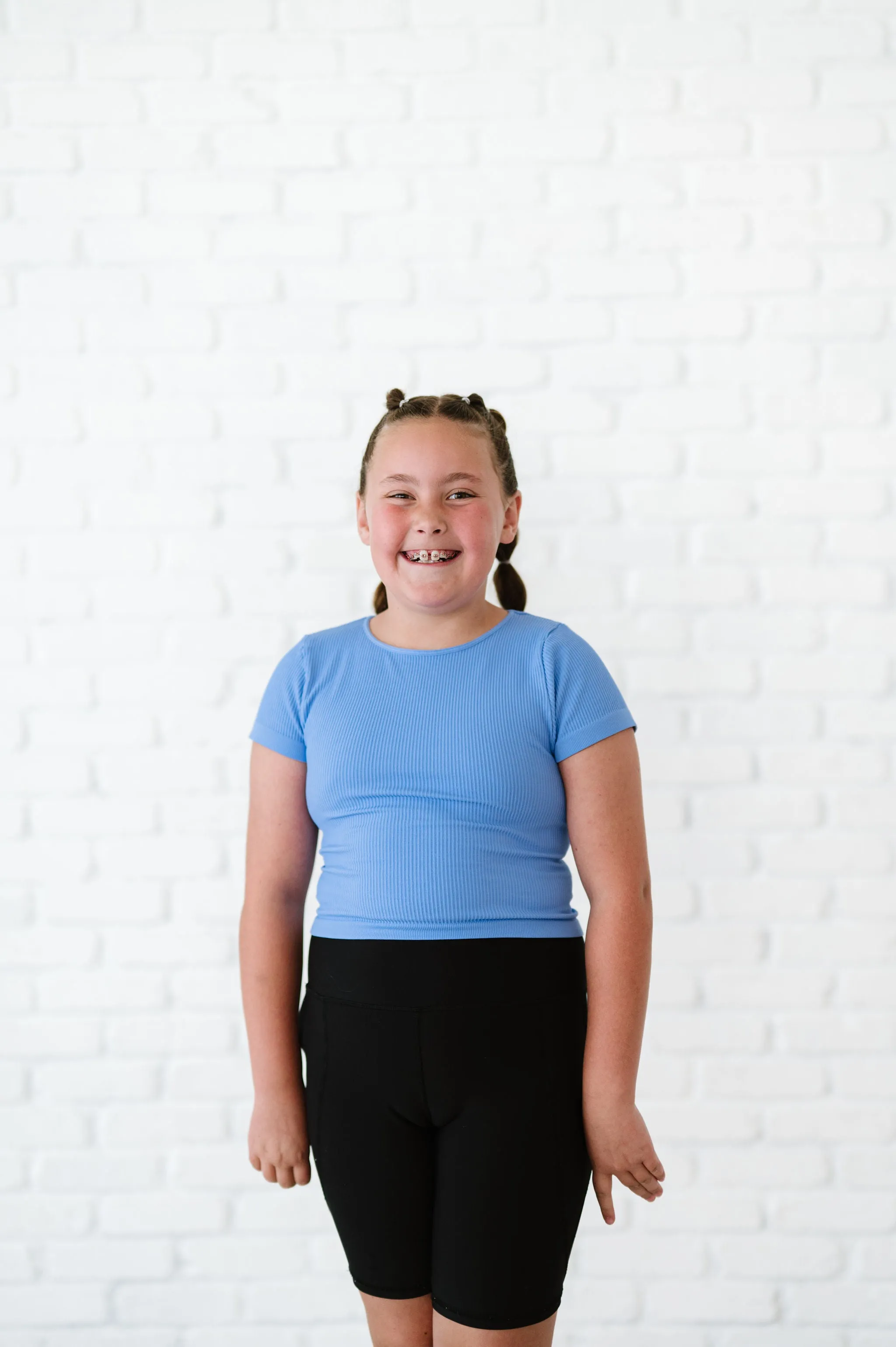 Cropped Ribbed Baby Tee - Peri-Blue