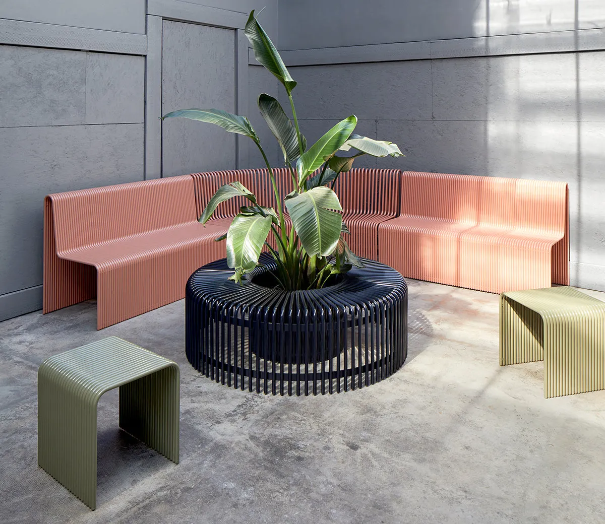 Curved Outdoor Bench