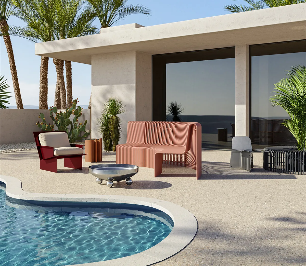 Curved Outdoor Bench