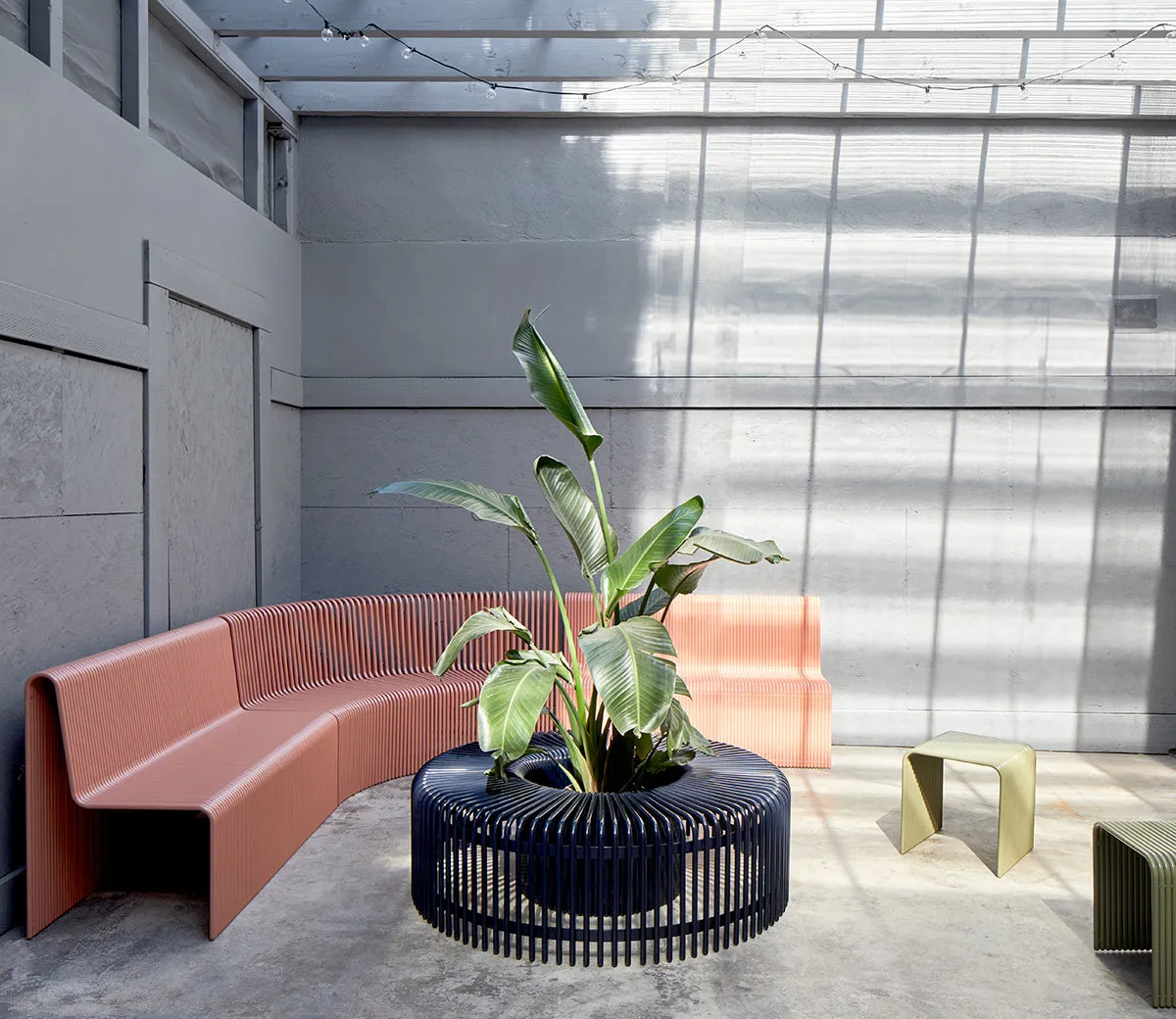Curved Outdoor Bench