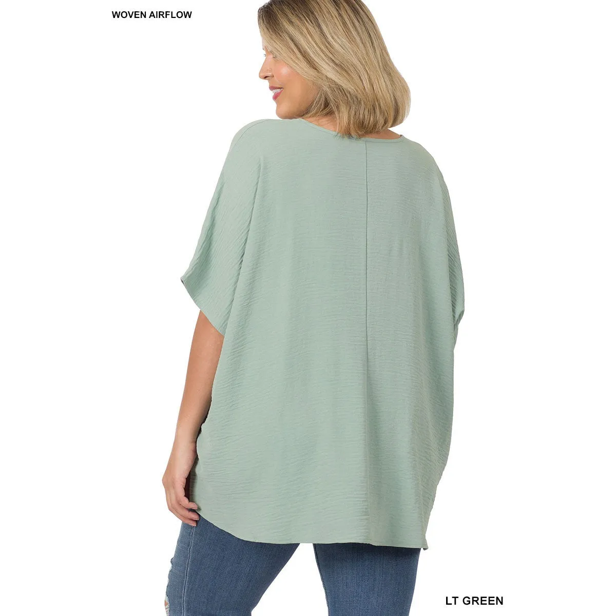 Curvy Span V-Neck Top in Spring Blue