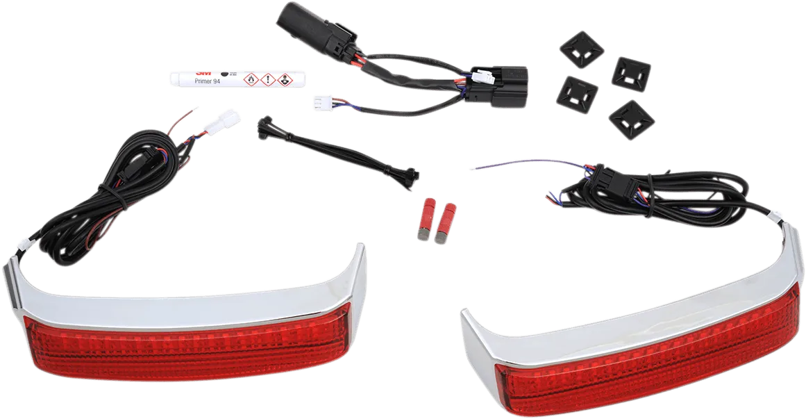 Custom Dynamics CD-SB-SS8-CR Saddlebag Lights for H-D OE Saddlebags - Chrome Finish - Red Lens