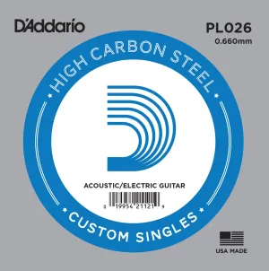 D`Addario PL026 Plain Steel Electric Guitar Single String