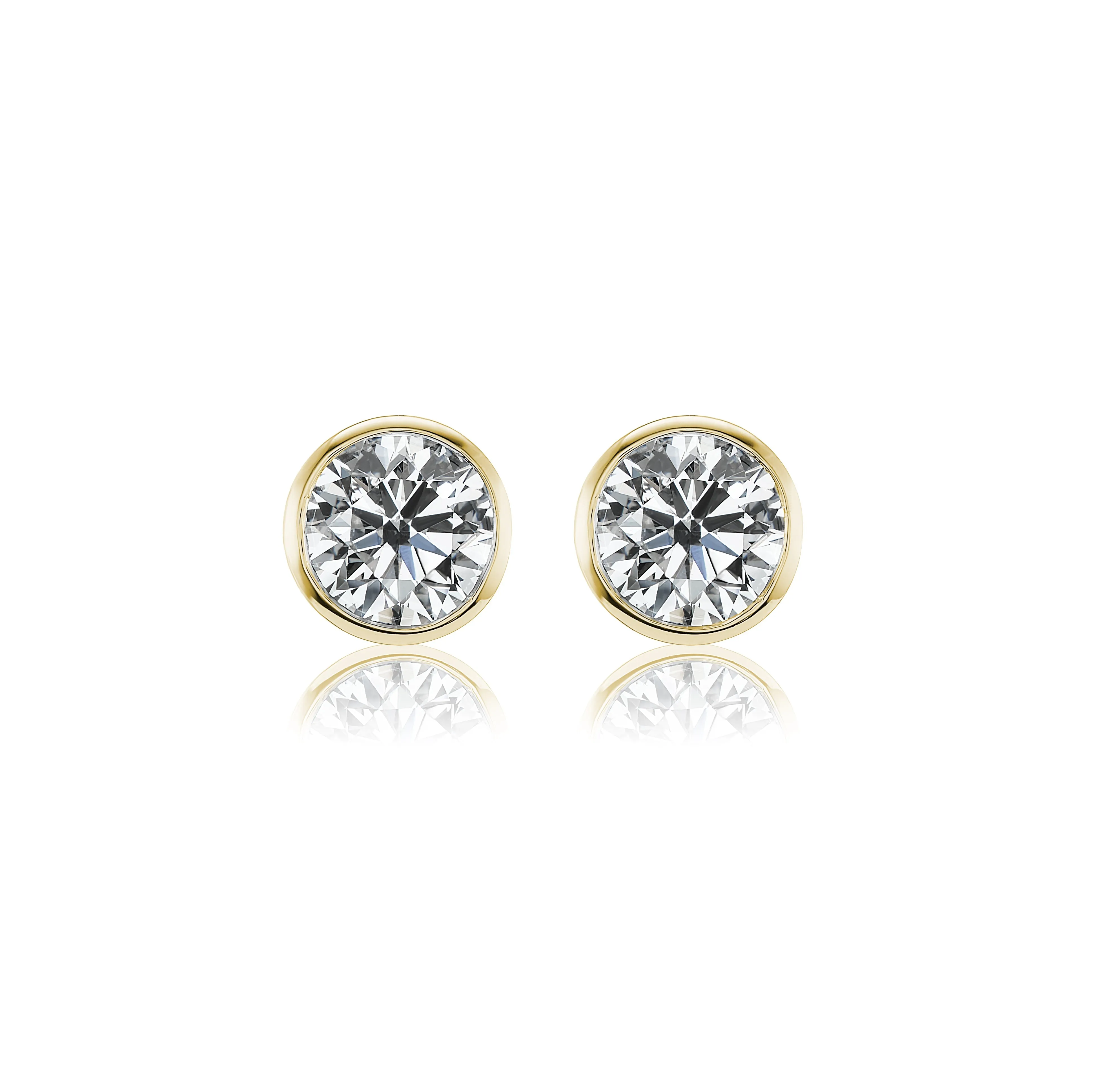 David Weisz Premier Yellow Gold Bezel Martini Diamond Stud Earrings