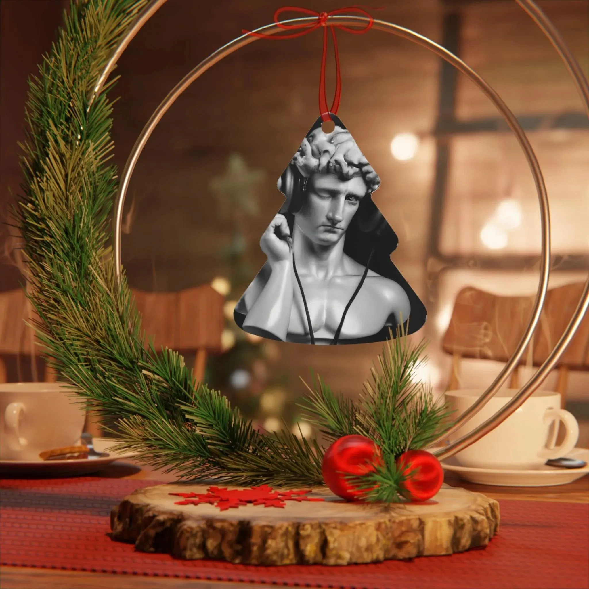 David with Headsets Metal Ornaments