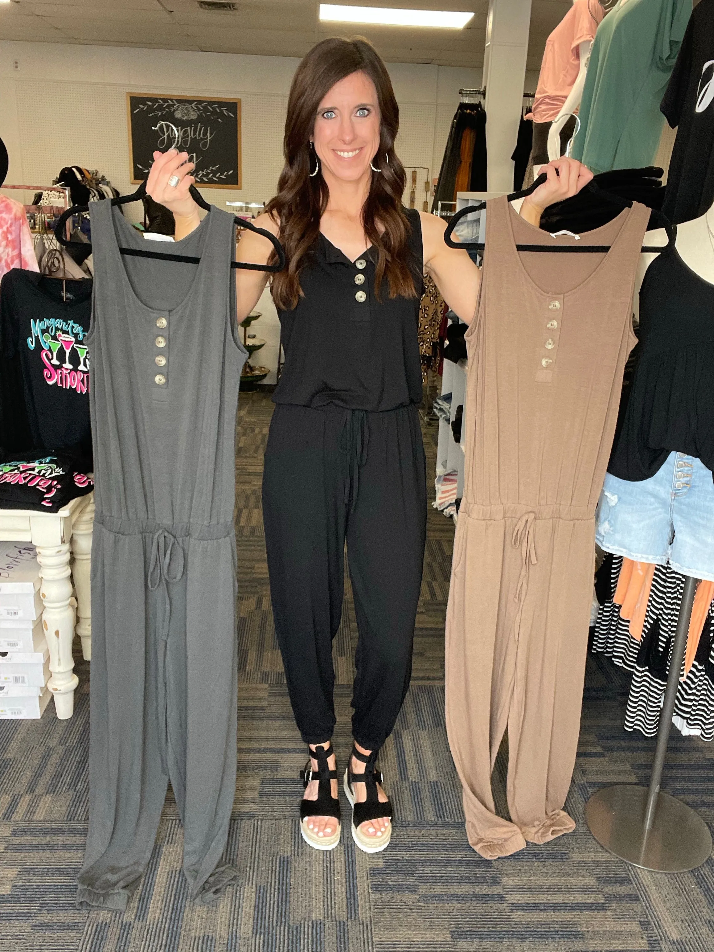*Deals & Steals* All Set To Go Jogger Jumpsuit-4 Colors Available
