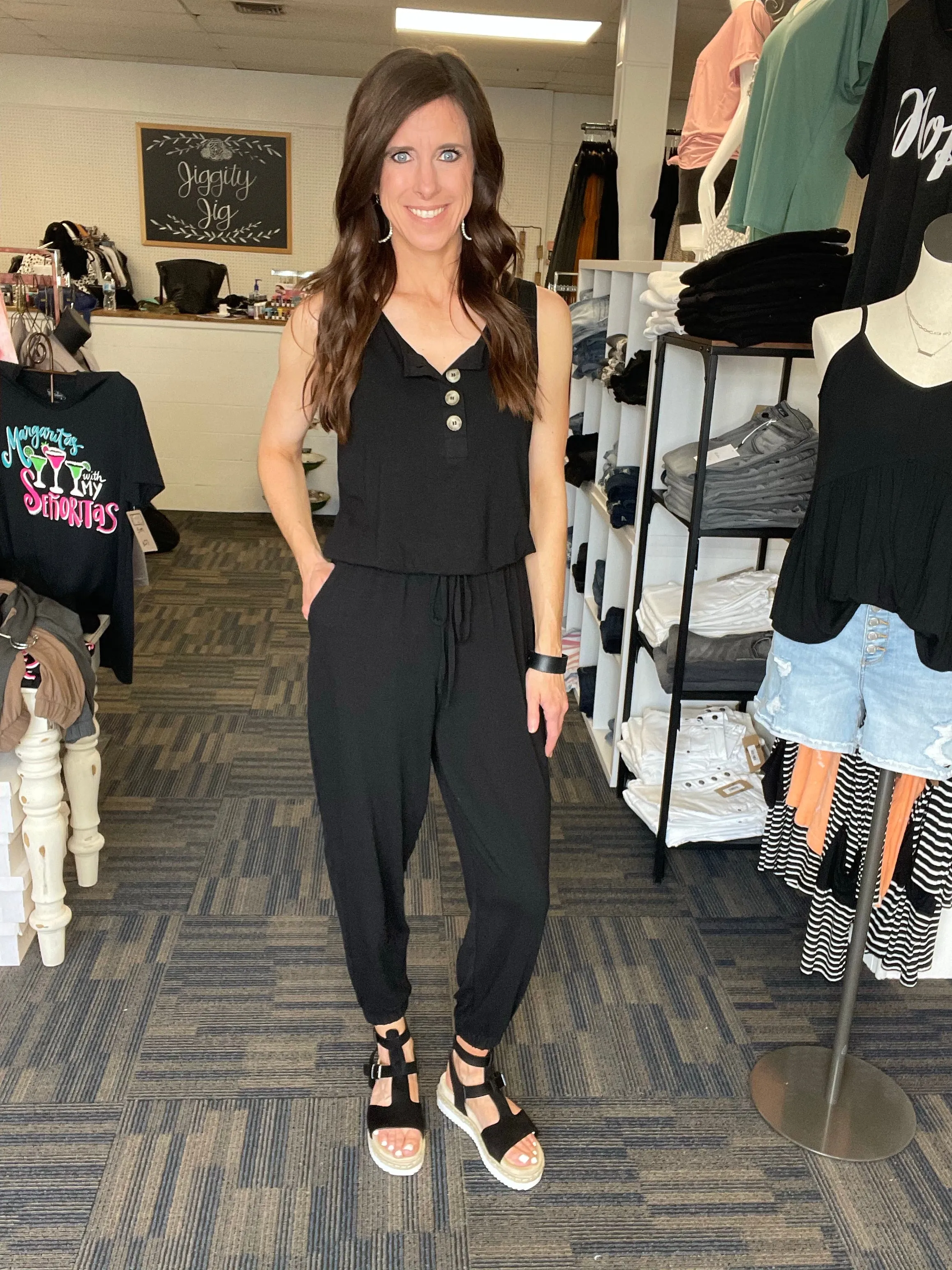 *Deals & Steals* All Set To Go Jogger Jumpsuit-4 Colors Available