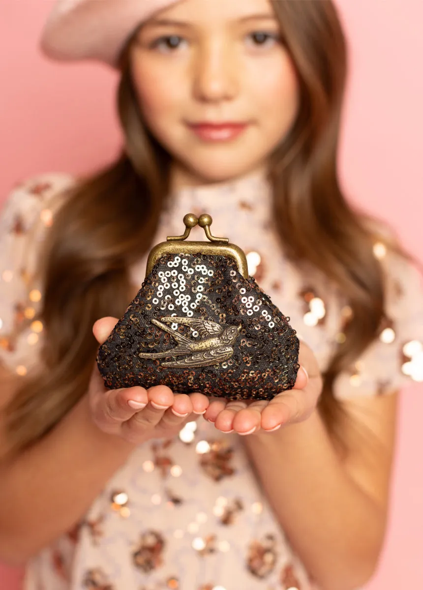 Deavaney Coin Purse in Black Shimmer