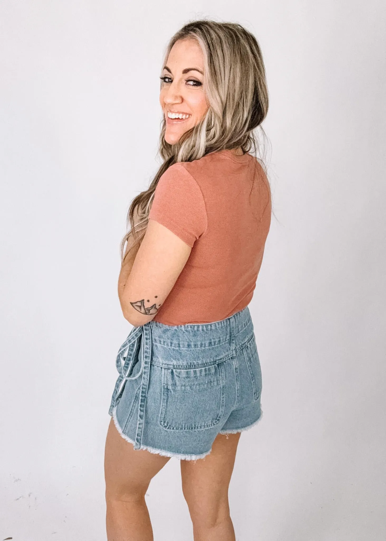 Denim Faux Wrap Skort