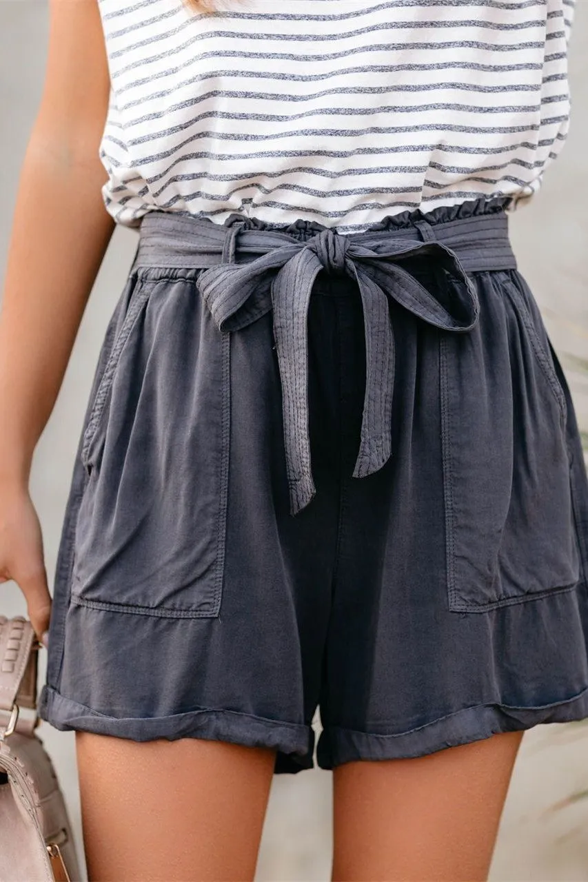 Denna Pocketed Cargo Shorts - Charcoal Grey