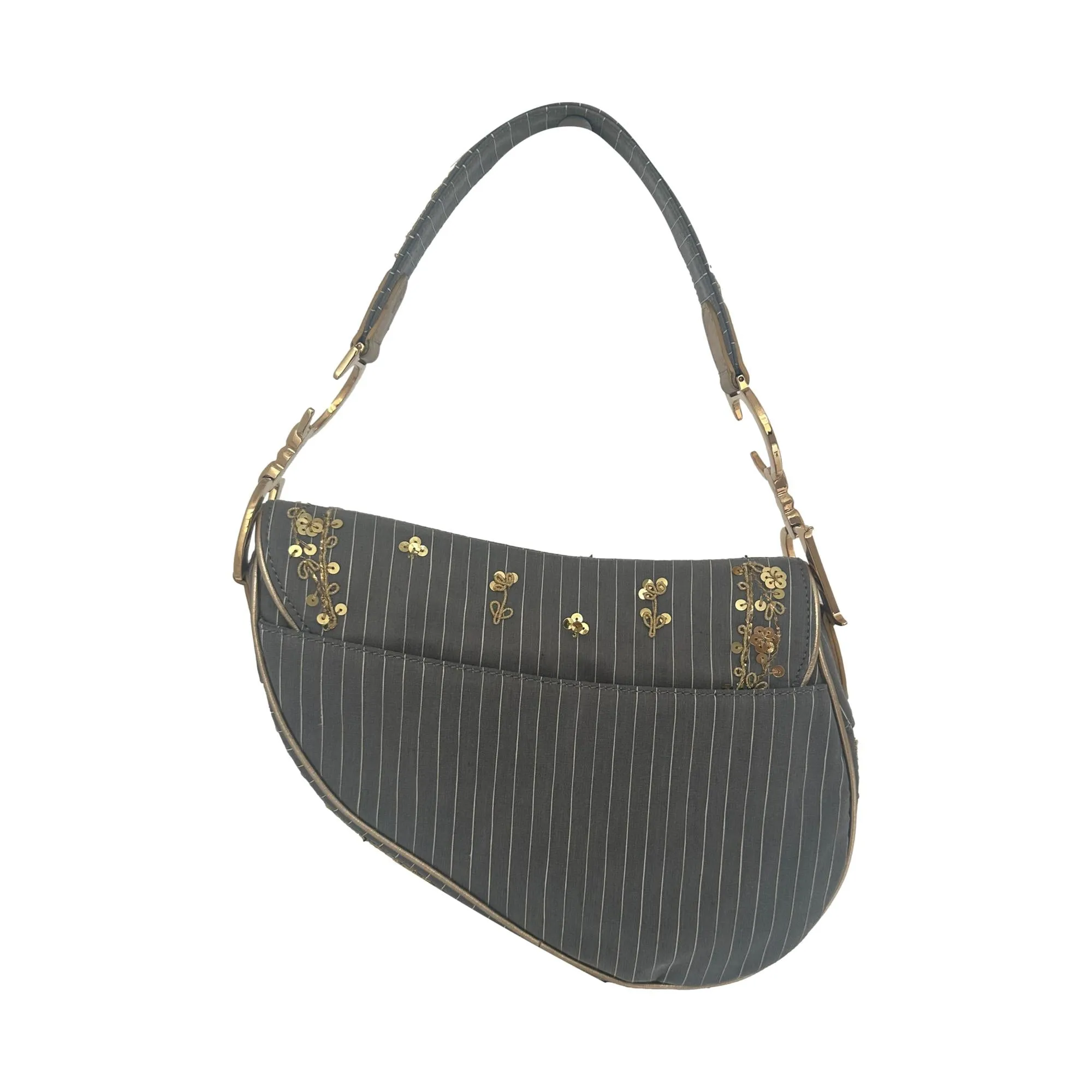 Dior Blue Limited Edition Pinstripe Saddle Bag