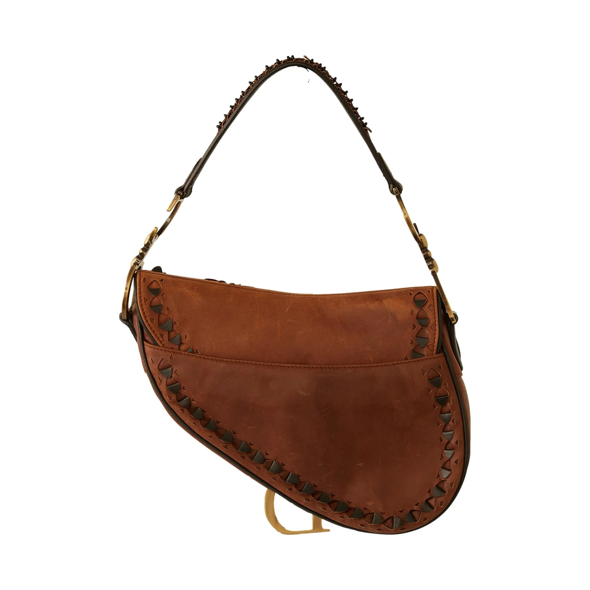Dior Brown   Black Leather Saddle Bag